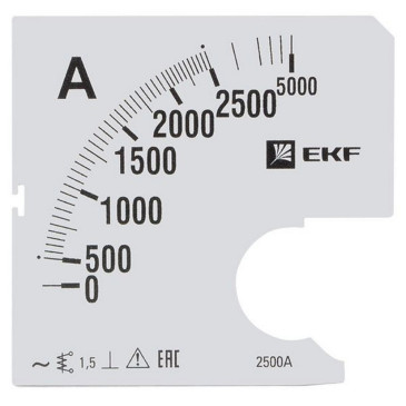 Шкала сменная EKF PROxima 2500/5А-1.5 для амперметра А961, размер - 96x96 мм