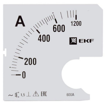 Шкала сменная EKF PROxima 600/5А-1.5 для амперметра А961, размер - 96x96 мм