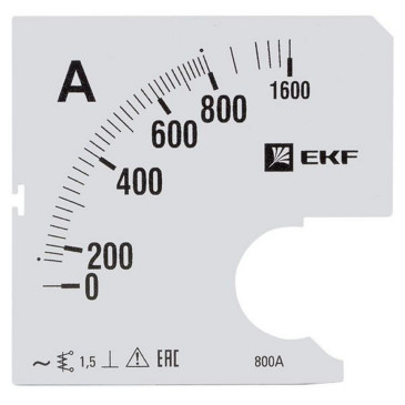 Шкала сменная EKF PROxima 800/5А-1.5 для амперметра А961, размер - 96x96 мм