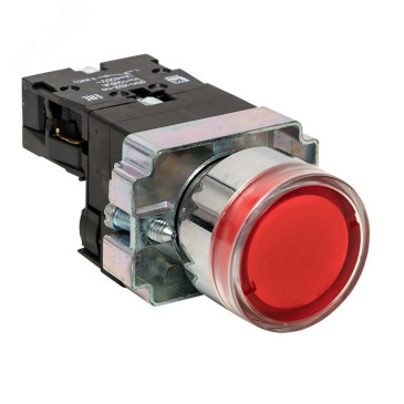 Кнопка EKF PROxima BA42 Ду22 с подстветкой, с фиксацией, NC, IP40, 24В, красная