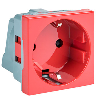 Розетка EKF C-Line Europlug 45х45 90°, с заземлением и защитными шторками, материал – PC-ABS, 16А, 230B, IP20, цвет – красный