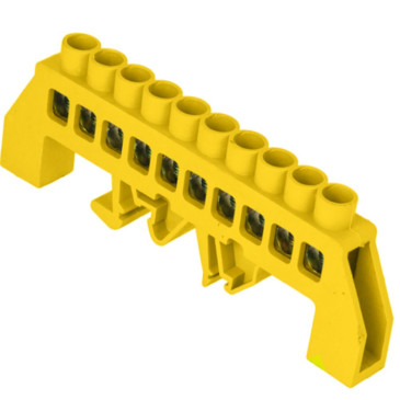 Шина нулевая изолированная EKF PROxima N 8x12 мм, 10 отверстий, желтый нейлоновый корпус комбинированный