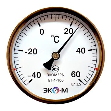 Термометр осевой ЭКОМЕРА БТ-1-100 -40-60°С, биметаллический, L=100мм