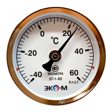 Термометр осевой ЭКОМЕРА БТ-1-63 -40-60°С, биметаллический, L=60мм