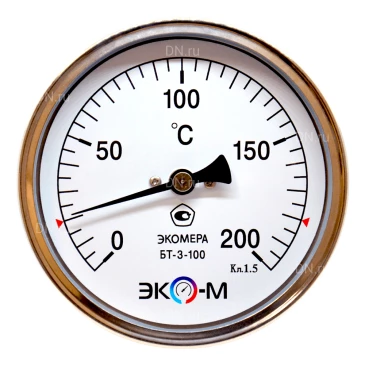 Термометр осевой ЭКОМЕРА БТ-3-100 0-200°С, биметаллический, коррозионностойкий, L=100мм