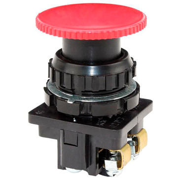 Выключатель кнопочный Электротехник КЕ-021/2 толкатель грибовидный, контакты 1НО+1НЗ, 10А, 660/440В, IP40, цвет – красный