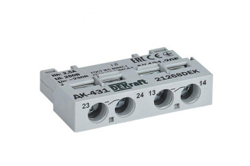 Контакт DEKraft ДК431-20F дополнительный фронтальный, для выключателя ВА-431, количество контактов - 2НО, метод установки - фронтальный