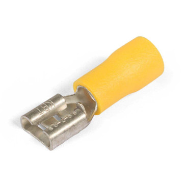 Разъем плоский КВТ РПИ-М 6-(6.3), сечение 1.5 мм2, длина 23.8 мм, материал - латунь, цвет - желтый
