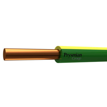 Провод РЭК-PRYSMIAN ПуВнг(А)-LS 1х0.5 Ж/З в бухте (м), количество жил - 1, напряжение - 450 В, сечение - 0,5 мм2, материал изоляции - поливинилхлорид, цвет - желто-зеленый