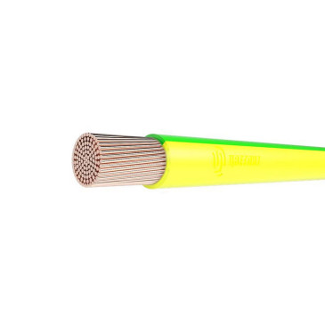 Провод Цветлит ПуГПнг(А)-HF 1х10 Ж/З количество жил - 1, напряжение - 450 В, сечение - 10 мм2, цвет - желто-зеленый