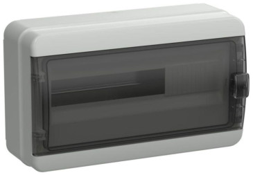 Корпус навесной IEK TEKFOR КМПн модулей-18, рядов-2, глубина - 153 мм, ширина - 408 мм, высота - 245 мм, IP65, материал - пластик, цвет - серый, черная прозрачная дверь