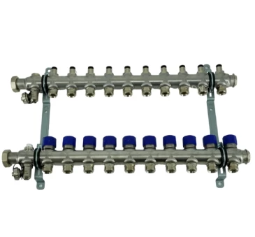 Коллекторная группа ELSEN 1″ Ду25 Ру4 корпус - нержавеющая сталь, 10 контуров, размер отвода – 3/4″, с вентилями