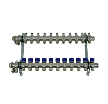 Коллекторная группа ELSEN 1″ Ду25 Ру4 корпус - нержавеющая сталь, 11 контуров, размер отвода – 3/4″, с вентилями