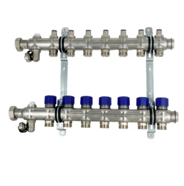Коллекторная группа ELSEN 1″ Ду25 Ру4 корпус - нержавеющая сталь, 7 контуров, размер отвода – 3/4″, с вентилями