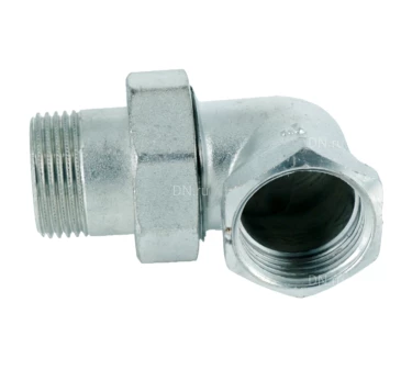 Сгон угловой ELSEN Metalit TIN 1/2″×1/2″ Ду15х15 Ру16 американка, разъемный, корпус – латунь CW617N, покрытие – оловянное, присоединение – внутренняя/наружная резьба, уплотнение плоское  