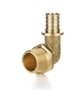 Угольник ELSEN Monolit Дн20×1/2″ Ру10 90° аксиальный, корпус – латунь CW617N, присоединение – штуцер/наружная резьба