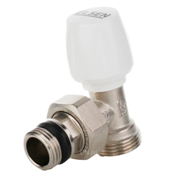 Вентиль ручной ELSEN EVR08.3412 3/4″х1/2″ Ду20х15 Ру10 угловой, материал - никелированная латунь с уплотнением O-RING, присоединение - наружная резьба