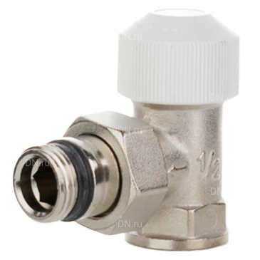 Вентиль термостатический ELSEN EVR09.3412 1/2″ Ду15 Ру10 угловой, материал - никелированная латунь, присоединение - внутренняя резьба / наружная резьба