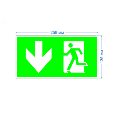 Этикетка самоклеящаяся ЭРА INFO-SSA-118 259х135 мм с символом Человек стрелка вниз для светильника SSA-103, материал - ПВХ пленка, цвет - зеленый