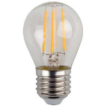 Лампа светодиодная ЭРА F-LED P45 E27 Шар 45 мм мощность - 9 Вт, цоколь - E27, световой поток - 820 лм, цветовая температура - 2700К, тип лампы - светодиодная LED, цвет свечения - теплый белый, форма - шарообразная