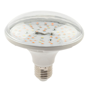 Лампа светодиодная для растений ЭРА FITO-18W-RB-E27 красно-синего спектра, 110 мм, мощность - 18 Вт, цоколь - E27, цветовая температура - 2370 К, тип лампы - светодиодная LED, форма - грибовидная