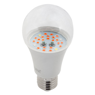 Лампа светодиодная ЭРА FITO-11W-Ra90-E27 для растений полный спектр, 60 мм, мощность - 11 Вт, цоколь - E27, цветовая температура - 6500 К, тип лампы - светодиодная LED, форма - грушевидная