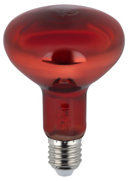 Лампа инфракрасная ЭРА ИКЗК 230-100 R95 E27 для обогрева животных и освещения, 95 мм, мощность - 100 Вт, цоколь - E27, тип лампы - накаливания, тип стекла - зеркальный, форма - рефлекторная, цвет - красный