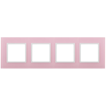 Рамка ЭРА Elegance 14-5104-30 4 поста 92х304х10 мм, корпус - стекло, монтаж - универсальный, цвет - розовый/белый