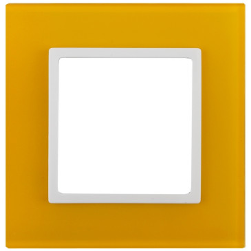 Рамка ЭРА Elegance 14-5101-21 1 пост 92х92х10 мм, корпус - стекло, монтаж - универсальный, цвет - желтый/белый