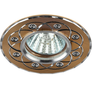 Светильник ЭРА KL40 50 Вт встраиваемый, литой, цоколь GU5.3, под ГЛН лампу MR16, IP20, цвет – золото-серебро