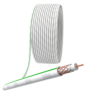 Кабель коаксиальный ЭРА SAT 50 М, 75 Ом, центральный проводник - Cu, оплетка - Cu 75%, оболочка - PVC, цвет - белый, бухта 50 м