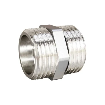 Ниппель ДМЗ ДМЗ.005.25Н 1″ Ду25 Ру40, корпус - латунь, наружная резьба, никелированный