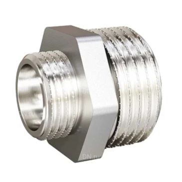 Ниппель переходной ДМЗ ДМЗ.006.10х15Н 3/8″х1/2″ Ду10х15 Ру40, корпус - латунь, наружная резьба, никелированный