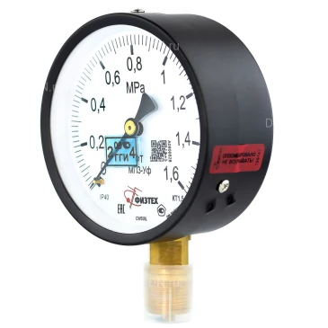 Манометр ФИЗТЕХ МП3-Уф (0-1.6 МПа) IP40, общетехнический 100мм, радиальное присоединение, резьба G1/2, класс точности 1.5