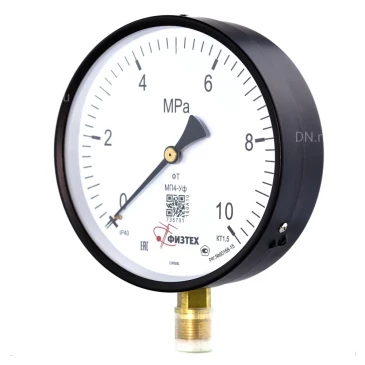 Манометр ФИЗТЕХ МП4-Уф 0-10 МПа IP40, общетехнический 160 мм, резьба G1/2, класс точности - 1.5, радиальный штуцер