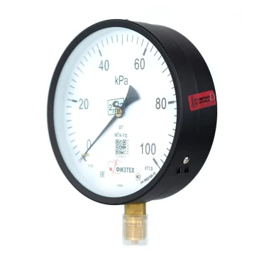 Манометр ФИЗТЕХ МП4-Уф 0-100 кПа IP40, общетехнический 160 мм, резьба G1/2, класс точности - 1.5, радиальный штуцер