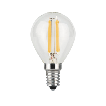 Лампа светодиодная Gauss Black Filament прозрачная, 45 мм, мощность - 7 Вт, цоколь - E14, световой поток - 580 лм, цветовая температура - 4100 K, форма - шарообразная