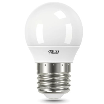 Лампа светодиодная Gauss Elementary шар E27 45 мм 10 Вт, 220 В, цоколь - E27, световой поток - 730 Лм, цветовая температура - 4100 К, форма - шарообразная, нейтральный белый свет