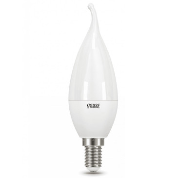 Лампа светодиодная GAUSS Elementary свеча на ветру E14 37 мм мощность - 5.5 Вт, цоколь - E14, световой поток - 490 Лм, цветовая температура - 3000 °К, цвет свечения - теплый белый, форма - свеча на ветру