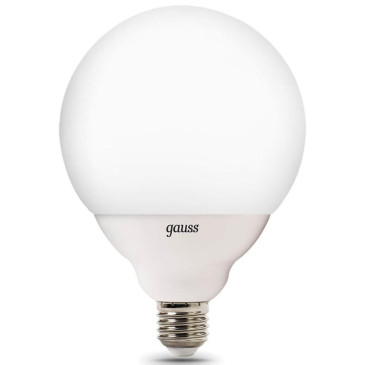 Лампа светодиодная Gauss G125 125 мм 22 Вт, 220 В, цоколь - E27, световой поток - 1840 Лм, цветовая температура - 4100 К, форма - шарообразная, нейтральный белый свет