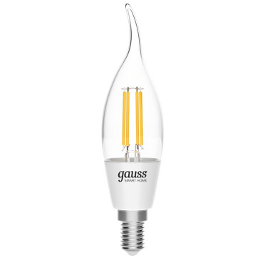 Лампа светодиодная умная Gauss Smart Home Filament CF35 35 мм 4.5 Вт, 220 В, цоколь - E14, световой поток - 806 Лм, цветовая температура - 2700 К, диммируемая, форма - свеча на ветру