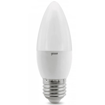 Лампа светодиодная Gauss Свеча E27 37 мм 6.5 Вт, 220 В, цоколь - E27, световой поток - 550 Лм, цветовая температура - 6500 К, форма - свеча, холодный белый свет