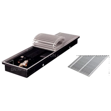 Конвектор внутрипольный GEKON Vent с решеткой RNA 1000x300x80, корпус - сталь, тип решетки - поперечная рулонная, цвет решетки - алюминий натуральный, без клапана