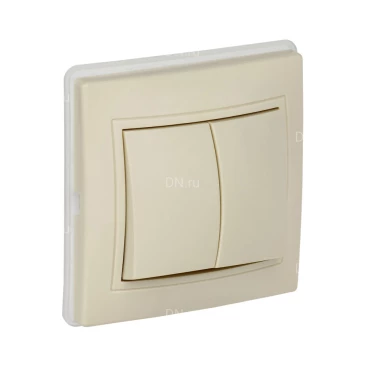 Выключатель двухклавишный GENERICA KVARTA  ВС10-2-0-ККм-44, сила тока - 10A, способ монтажа - cкрытый, материал - АБС-пластик, степень защиты - IP44, цвет - кремовый