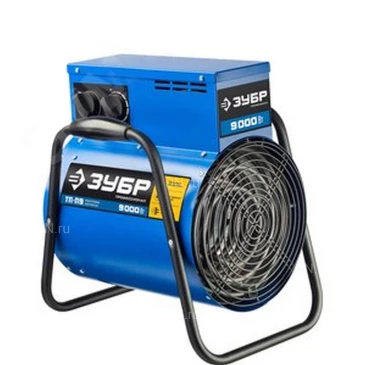 Тепловая пушка Зубр ТП-П9 электрическая, производительность - 820м3/ч, мощность - 9кВт, площадь -  100м2, круглая, 380В