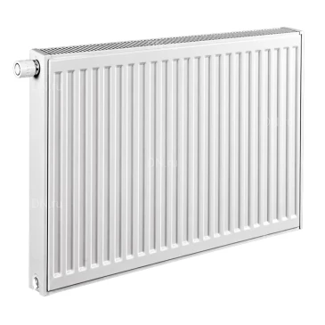 Радиатор стальной панельный Heaton Ventil Compact, тип 22, 400х600мм, настенный, присоединение резьбовое - 1/2″, теплоотдача - 1092Вт, подключение - нижнее, универсальное, с термостатическим вентилем, материал - сталь, цвет - белый RAL9016