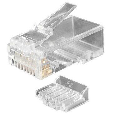 Разъем Hyperline PLUG-8P8C-U-C6-100 RJ45(8P8C) неэкранированный, под витую пару, категория 6 (50 µ″/ 50 микродюймов), без вставки, упаковка - 100шт