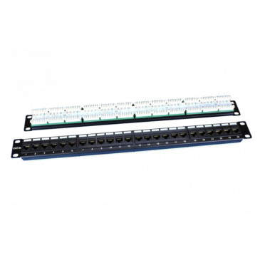 Патч-панель Hyperline PP3 19″ 24 порта RJ-45, Dual IDC, ROHS, категория - 5e, высота - 1U, корпус - сталь, цвет - черный