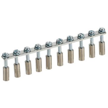 Перемычка в сборе IEK 10мм2 10PIN для колодки клеммной CTS, количество контактов - 10, сечение - 10мм2, цвет - серый, YCT10-00-K03-010-A-10P