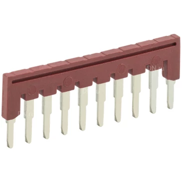 Перемычка IEK 4мм2 10PIN для КПИ, количество контактов - 10, сечение - 4мм2, цвет - красный, YZN11FBS-004-10P (кратно 10шт)